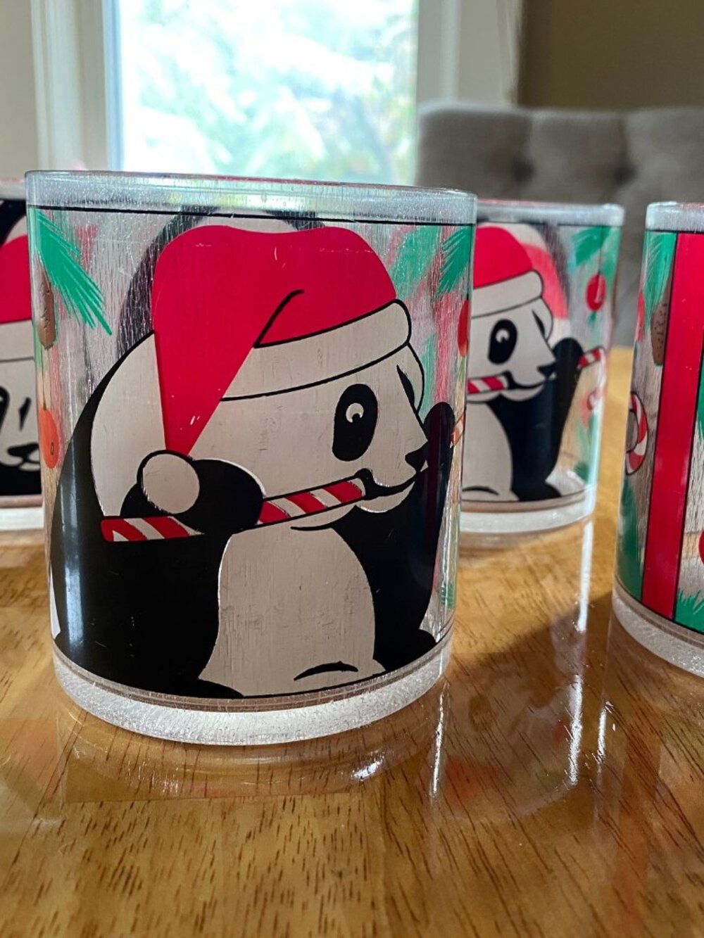 Santa Panda plastic Christmas cups